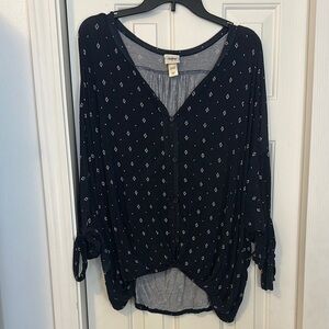 Daytrip Blue Buttoned 3/4 Sleeve Blouse